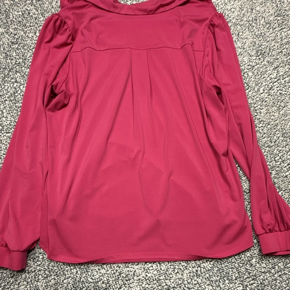Michael Kors Pink Cowl Neck Zip Accent Knit Blouse XL Long Sleeve Stretch Top